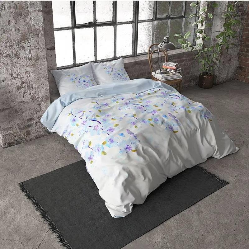 DreamHouse Bedding Sweet Flowers - Verwarmend Flanel - Blauw 1-persoons (140 x 200/220 cm + 1 kussensloop)