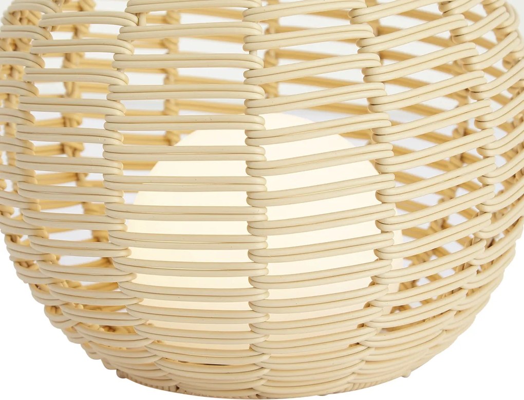 Buiten tafellamp beige 25cm incl. LED oplaadbaar met USB-C IP44 - Oli