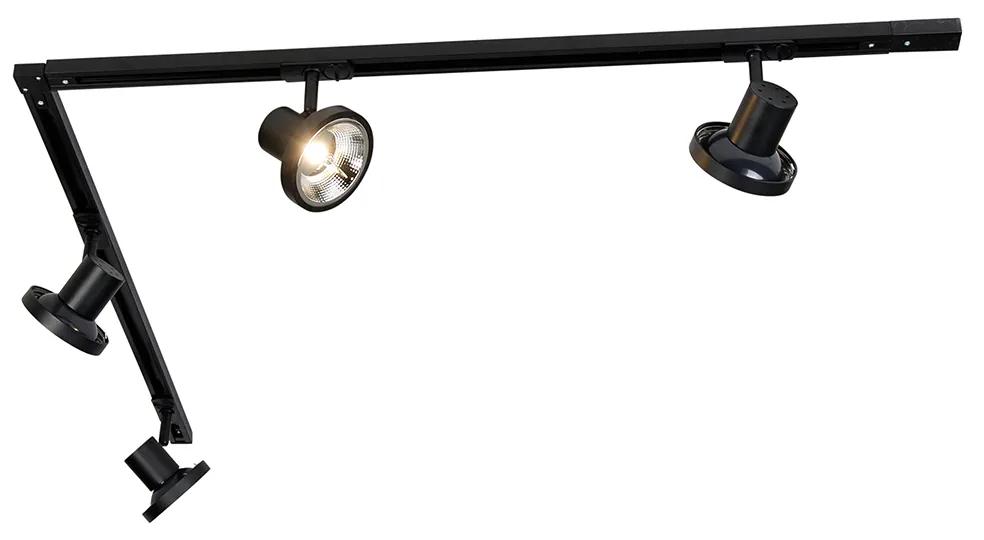 Modern railsysteem met 4 Spot / Opbouwspot / Plafondspots zwart 1-fase 200 cm - Iconic Jeany Modern GU10 Binnenverlichting Lamp