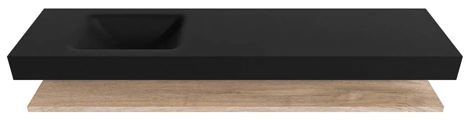 Zaro Alan badmeubel 190cm met planchet washed oak en vrijhangende wastafel cloud links zonder kraangat urban