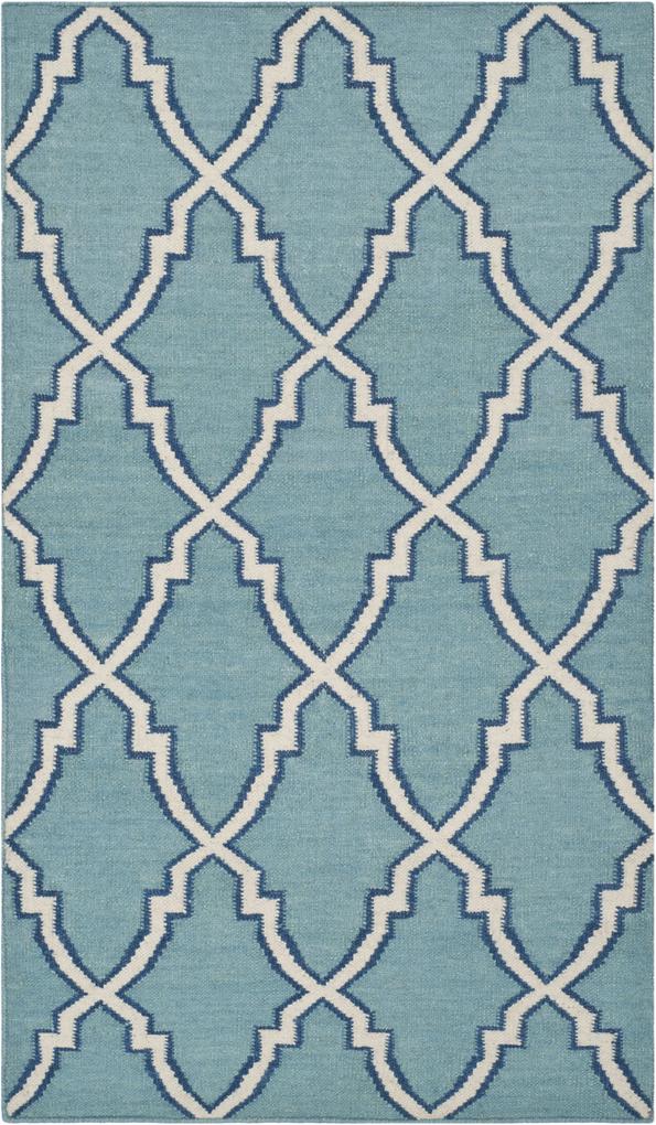 Safavieh | Handgeweven vloerkleed Nico Dhurrie 120 x 180 cm lichtblauw, ivoor vloerkleden wol, katoen vloerkleden & woontextiel vloerkleden