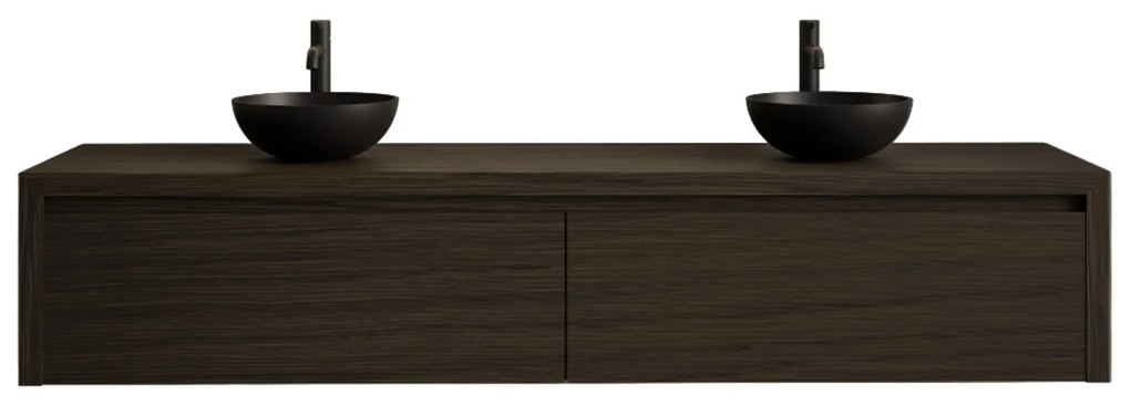 Gliss Design Ares badmeubel 180cm 2 lades charcoal zonder waskom