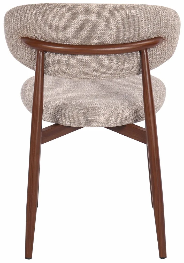 Eetkamerstoel Walnoot Met Beige Stof