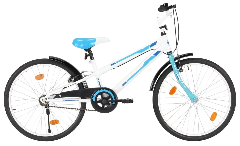 vidaXL Kinderfiets 24 inch blauw en wit