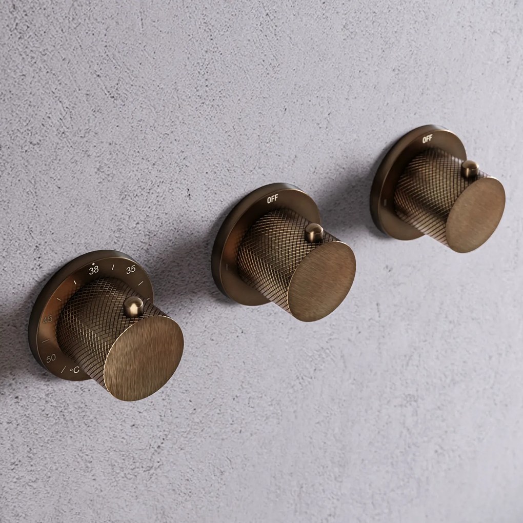 Saniclear Plus Curved inbouw badkraan met 20cm uitloop en staafhanddouche verouderd messing