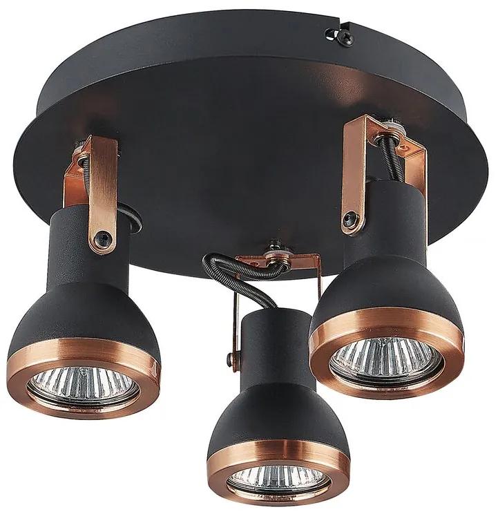 3-lichts ronde plafondlamp zwart en koper BARO Beliani