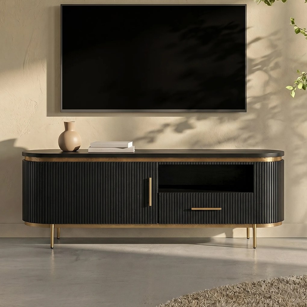 Tv-meubel Ovaal Met Messing 150 Cm - 150x45x55cm.