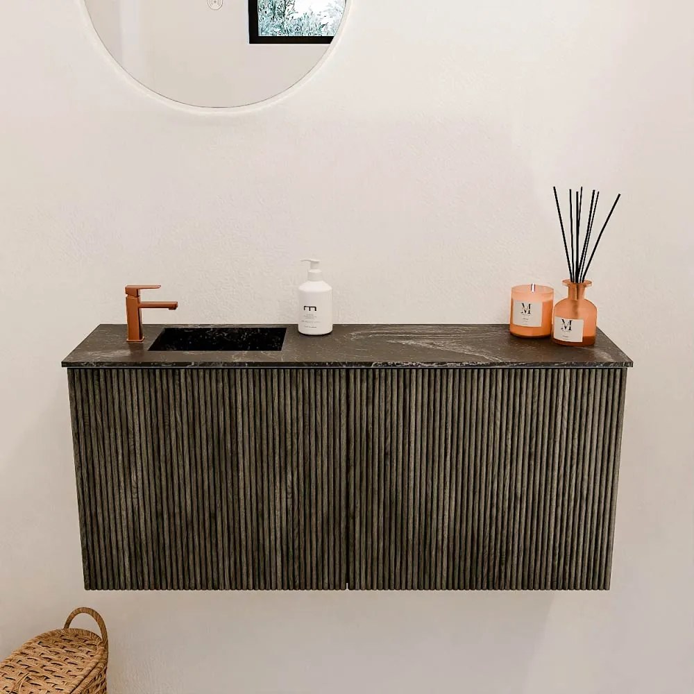 Mondiaz Joya DLux 90cm toiletmeubel shadow met wastafel faye links 1 kraangat lava