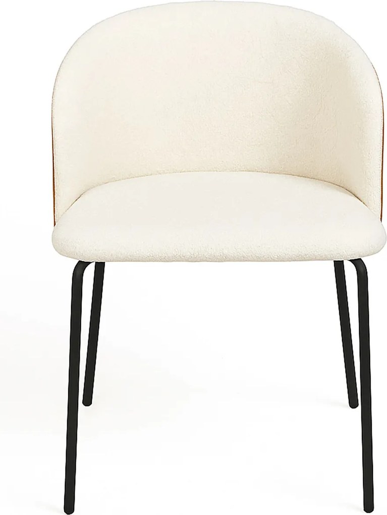 Set 4 Glacia Witte Stoffen Stoelen met Gestoffeerde Houten Rugleuning