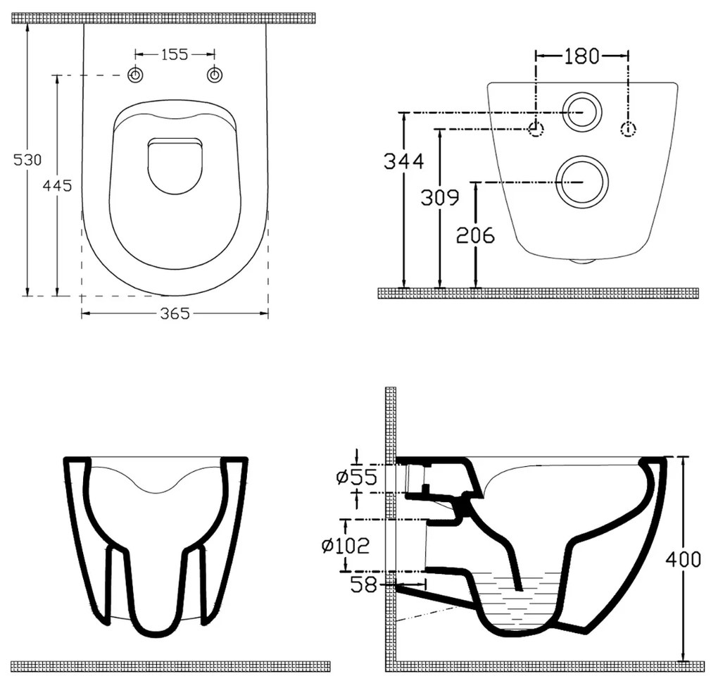 Sapho Infinity toiletpot randloos met softclose zitting rood mat