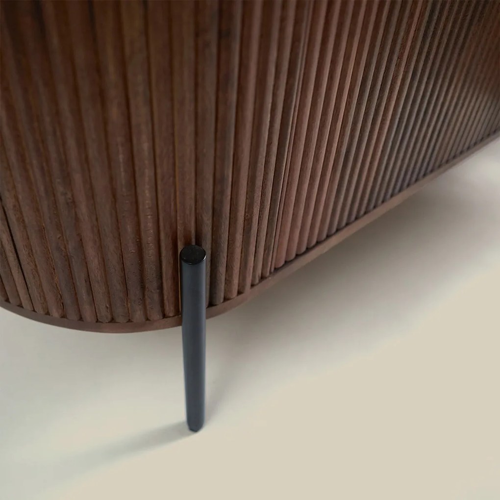 Tv-meubel 160 Cm Ribbel Hout Bruin - 160x40x50cm.