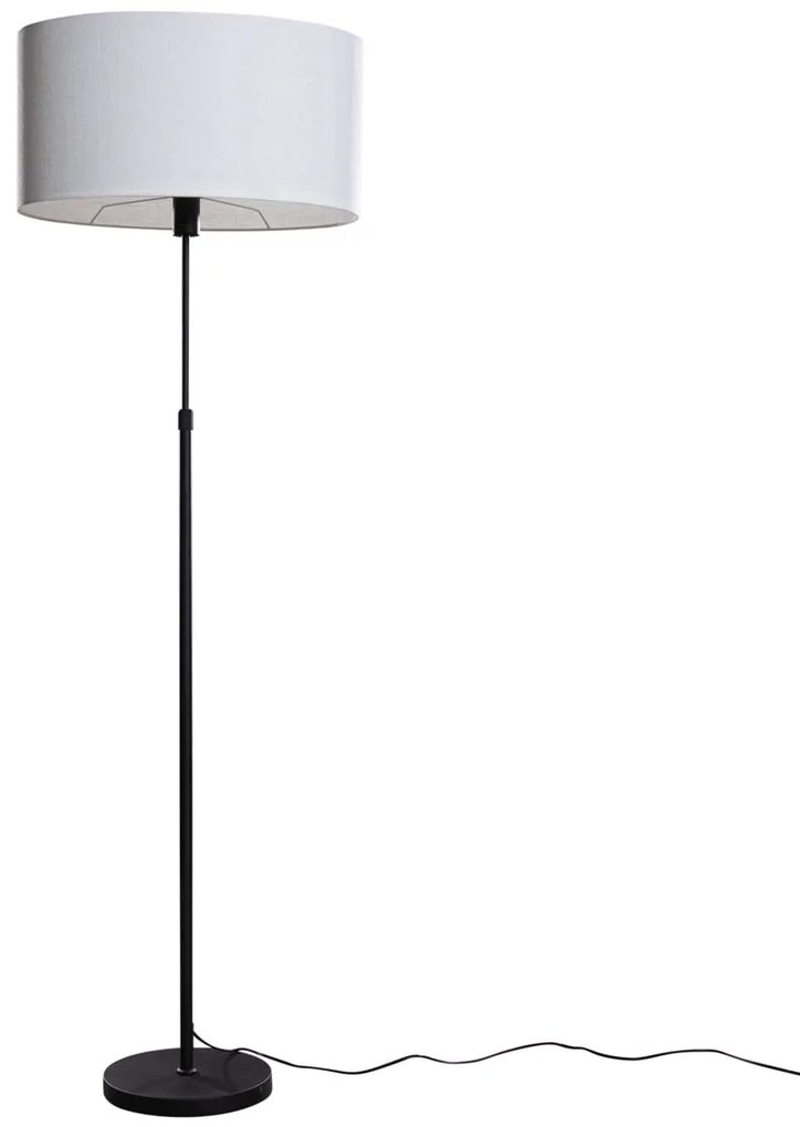Vloerlamp zwart met ovale linnen kap wit 50cm - Parte
