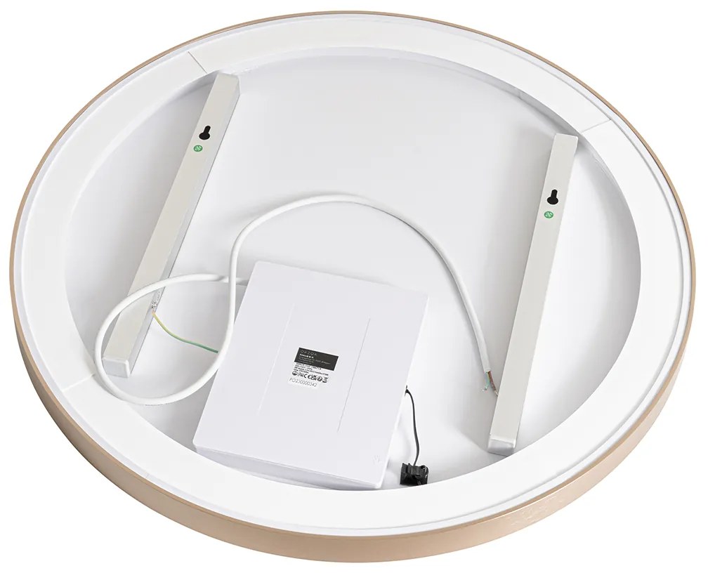 Badkamerspiegel rosé goud 70 cm incl. LED 3-staps dimbaar met touch rond - Miral