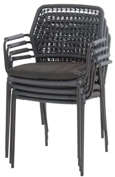Taste by 4 Seasons Barista tuinset antraciet met Basso teak tafel Ø 130 cm Tuinset houtkleur weerbestendig