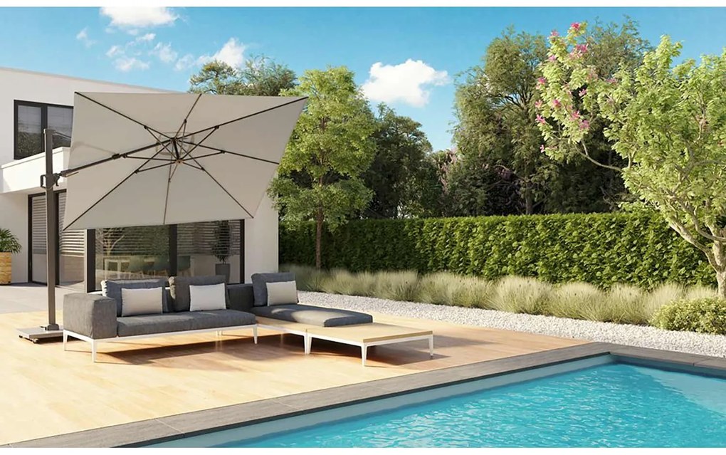 Zweefparasol  3.5x3.5m T1 premium (excl voet) Grijs-antraciet Platinum Challenger