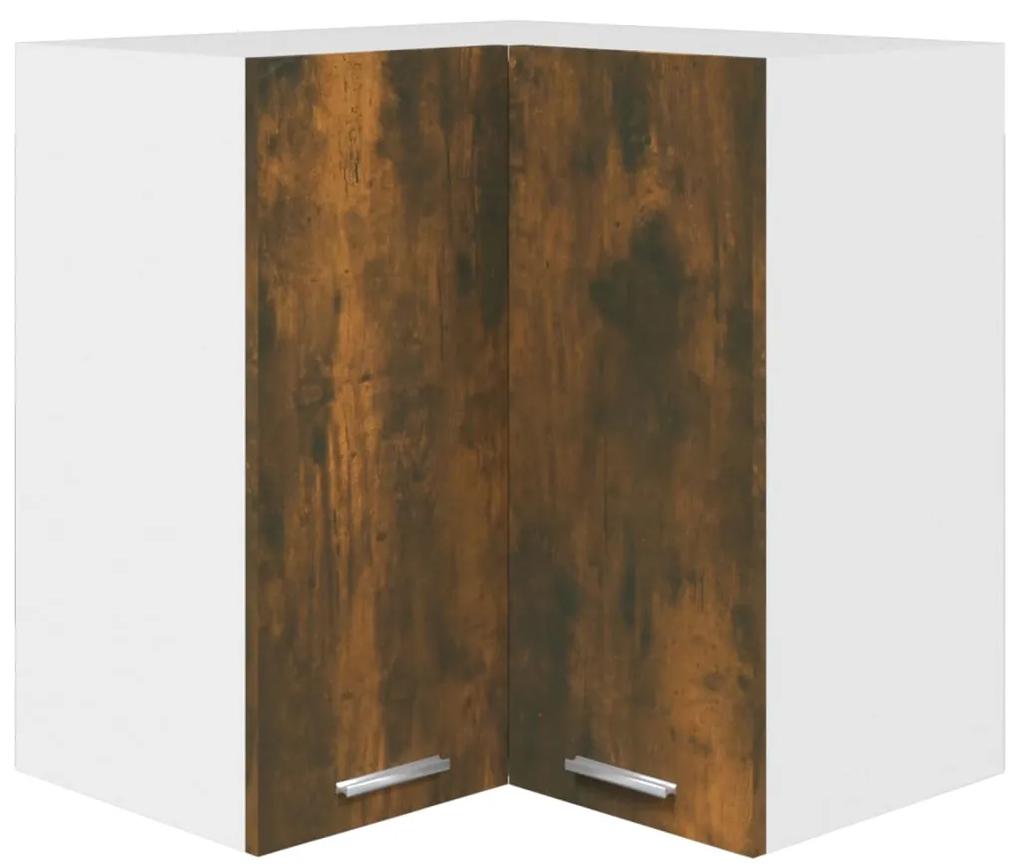 vidaXL Hoekkast hangend 57x57x60 cm bewerkt hout gerookt eikenkleurig