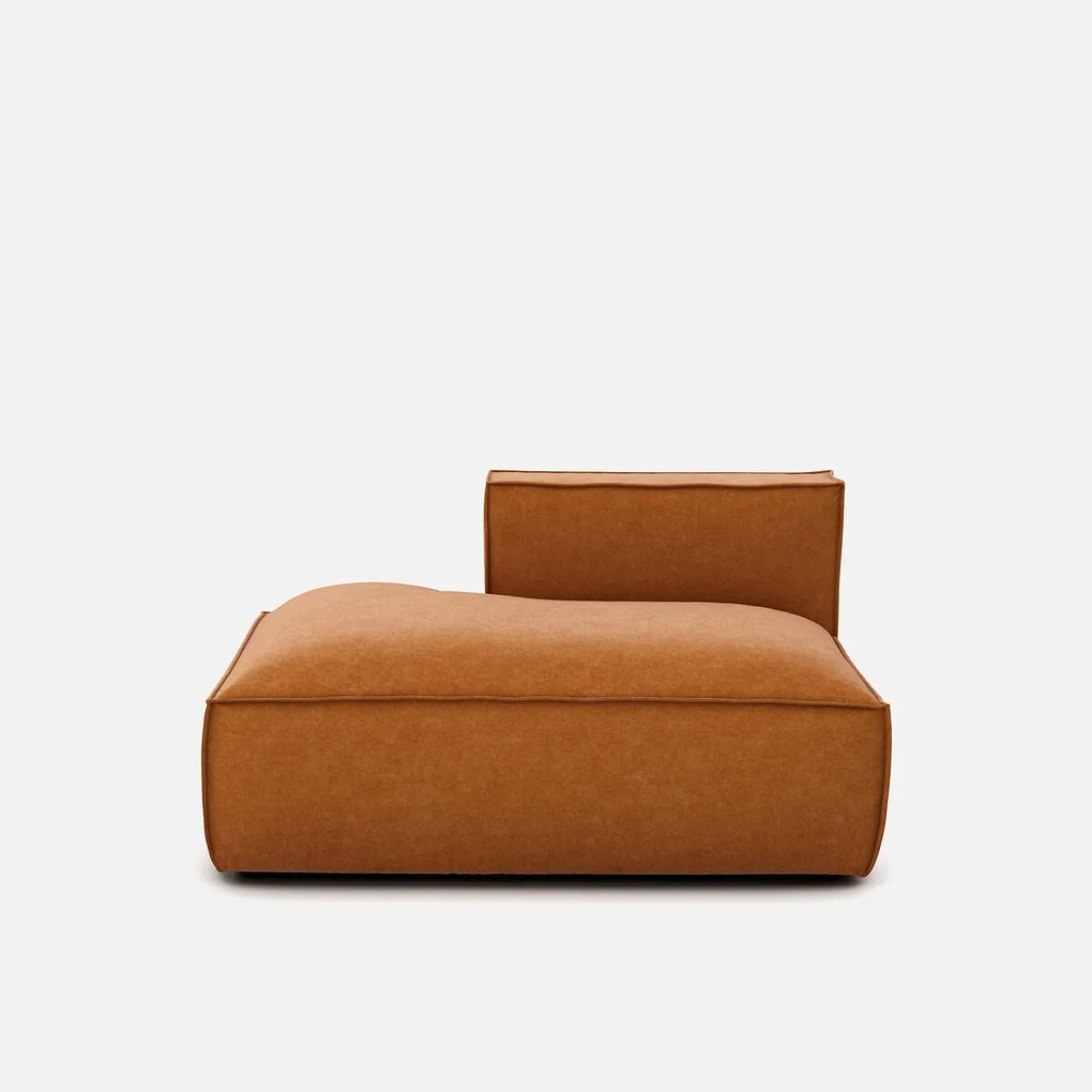 Loungebank element links voor modulaire bank, in fluweel met structuur, SEVEN