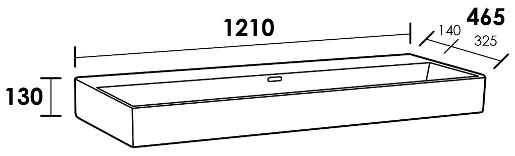 Sanituba Legend wastafel 120cm keramiek Mat Zwart zonder kraangat