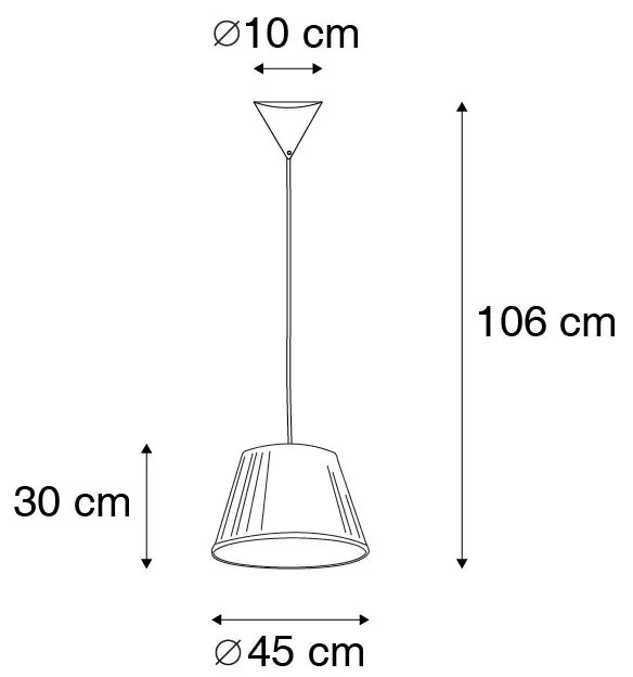 Retro hanglamp crème 45 cm - Plisse