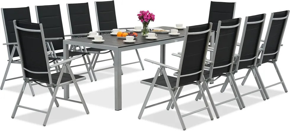 Garden Point aluminium tuinmeubelen met grote Polywood Verona tafel voor 10 personen
