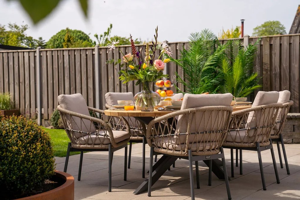 Julia naturel rope dining tuinstoel - Antraciet