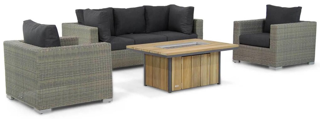 Stoel en Bank Loungeset Wicker Taupe 5 personen Garden Collections Toronto/Seaside