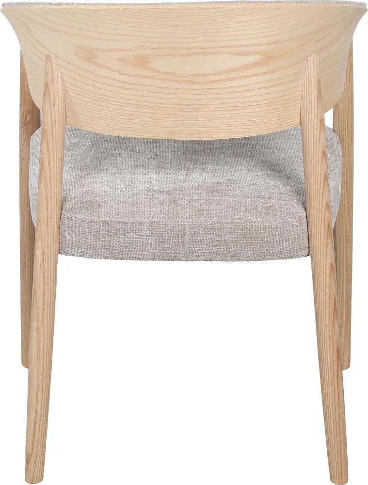 Eetkamerstoel Gebogen Hout Met Beige Stof