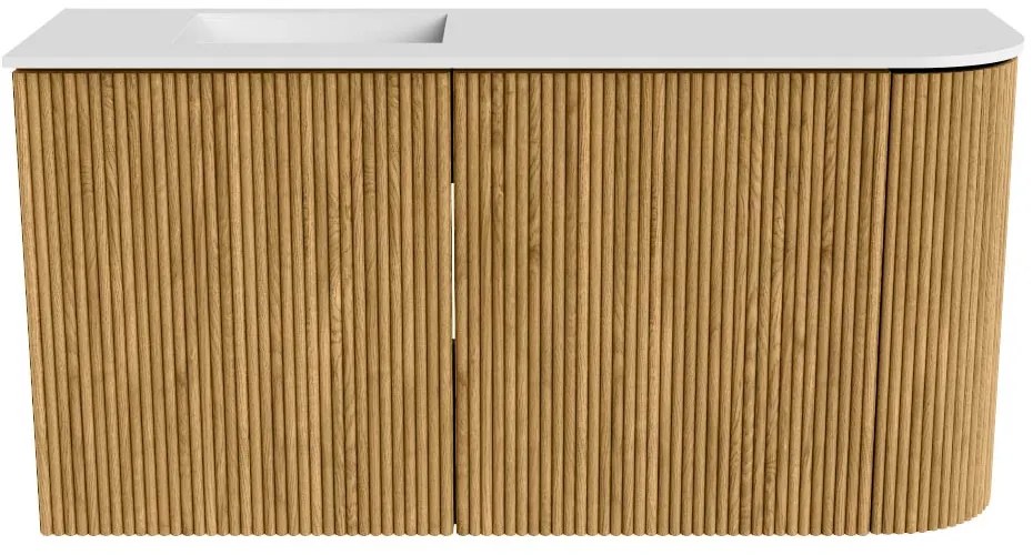 Mondiaz Joya 80cm toiletmeubel ronding rechts oak met wastafel faye links zonder kraangat talc