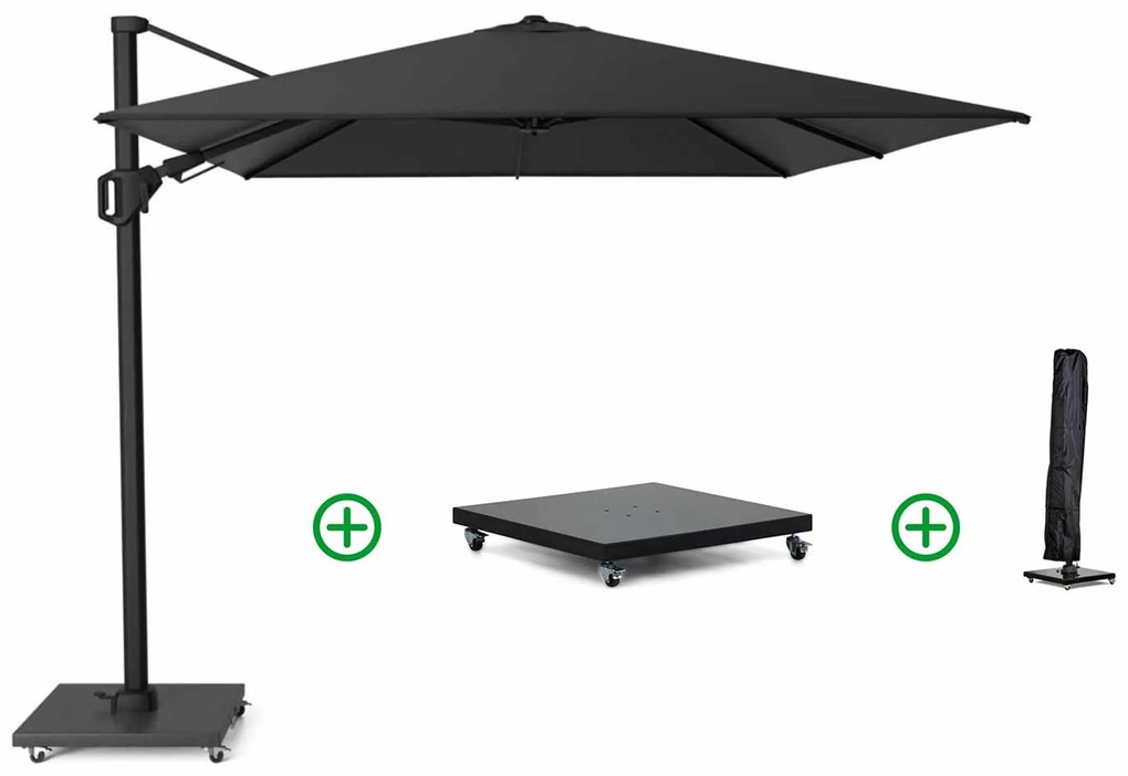 Platinum Challenger zweefparasol 3.5x2.6m T2 premium matt black frame  (incl. voet en hoes) jet black