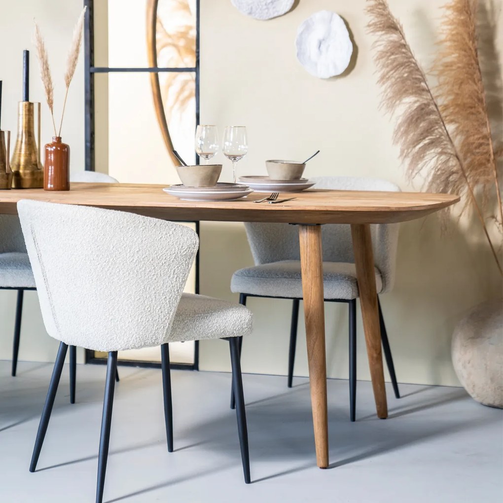 Eettafel Teak Met Afgeronde Hoeken 220 Cm - 220 X 100cm.
