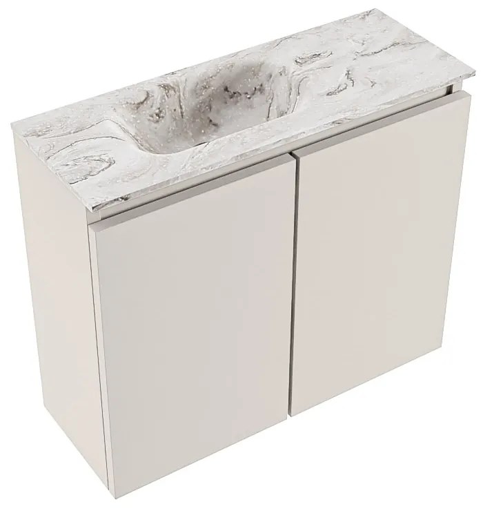 Mondiaz Ture DLux toiletmeubel 60cm linen met wastafel glace links zonder kraangat