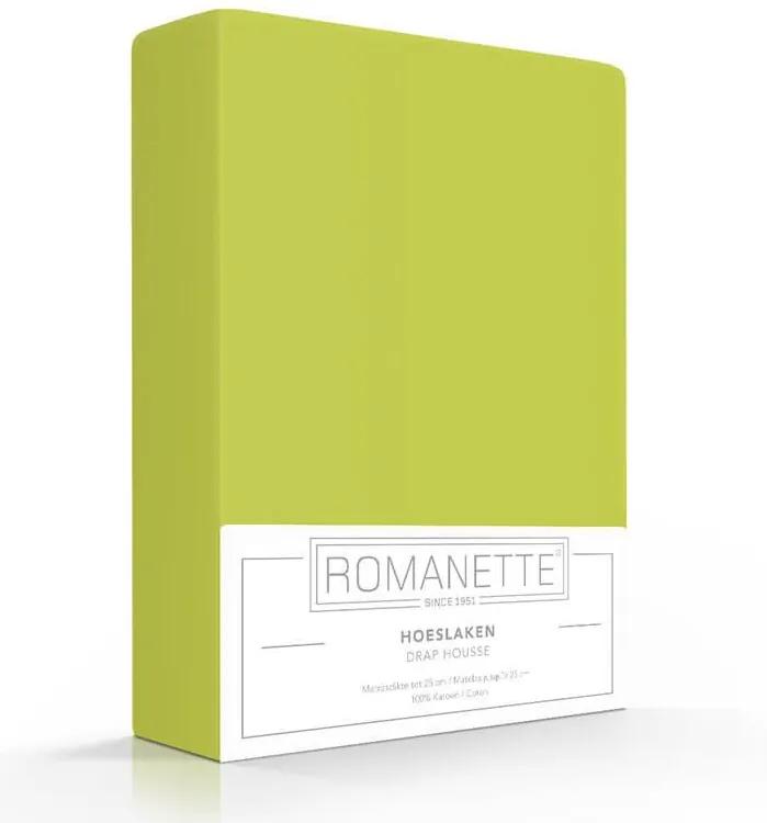 Romanette Luxe Hoeslaken Katoen - Appeltjes Groen 90 x 200