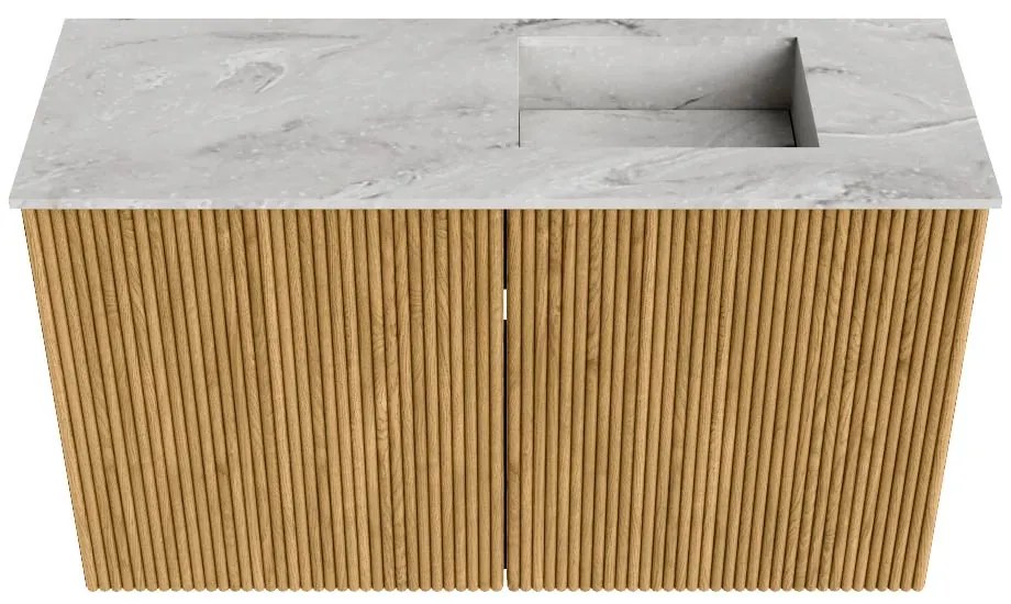 Mondiaz Joya DLux 70cm toiletmeubel oak met wastafel faye rechts 1 kraangat glace