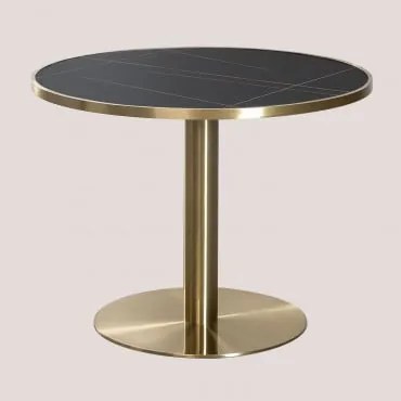 Ronde Eettafel (ø100 Cm) In Staal Briselda Goud - Sklum