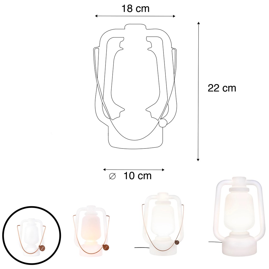Buitenlamp LED Tafellamp wit flame effect 22 cm - Storm Mini Modern, Design IP44 Buitenverlichting rond