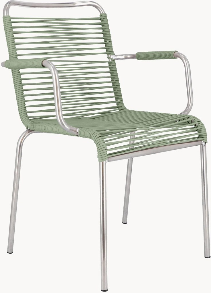 Handgemaakte tuin armstoelen Mya Spaghetti, 4-delig, stapelbaar