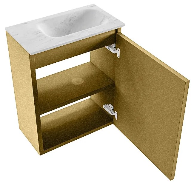 Mondiaz Ture DLux toiletmeubel 40cm oro met wastafel opalo rechts met kraangat