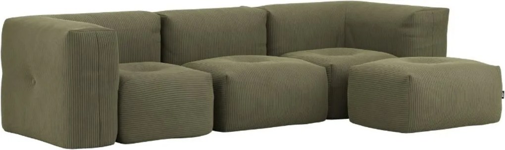 Soft Zitzak Indoor 3 Seater + Pouf - Corduroy Olive