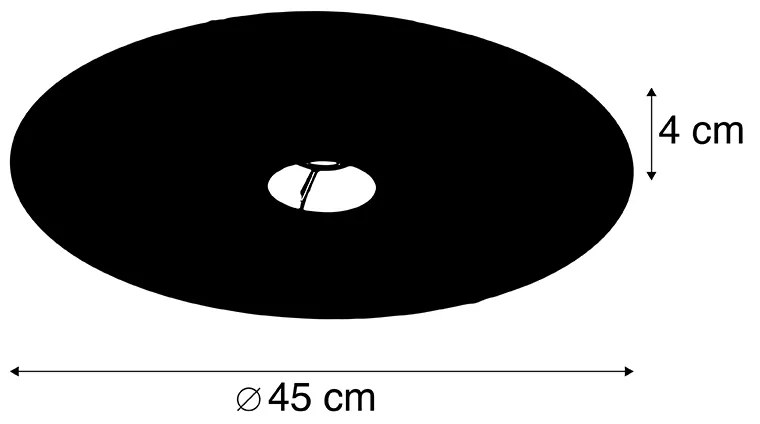 Stoffen Velours platte lampenkap zwart met goud 45 cm rond