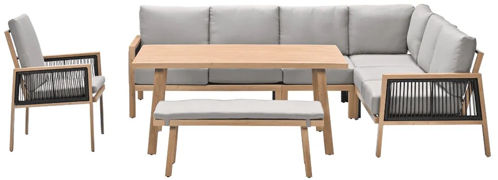 Garden Impressions San Capri lounge dining set 7-delig rechts - light teak aluminium