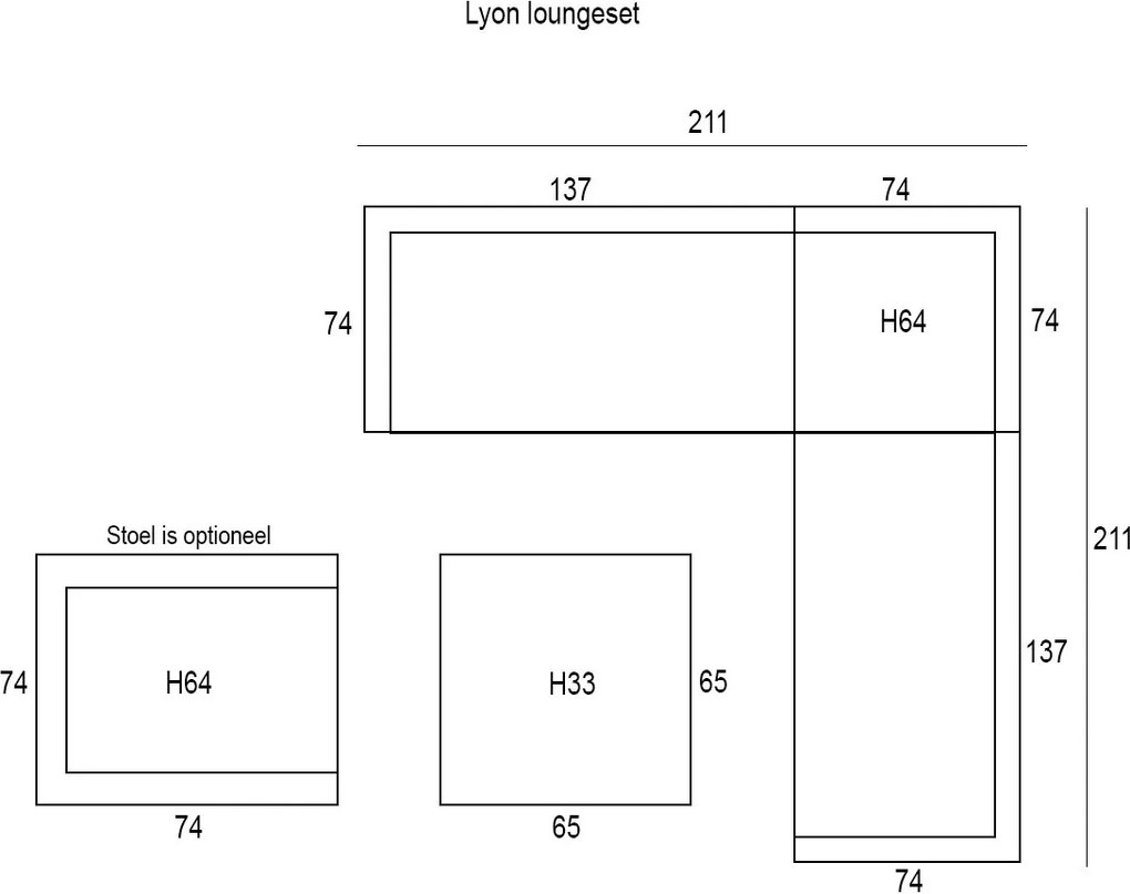 Garden Impressions Lyon loungeset 4-delig - grijs