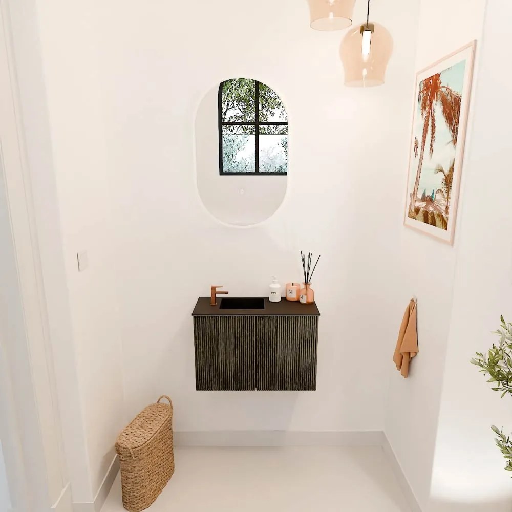 Mondiaz Joya 60cm toiletmeubel shadow met wastafel faye links 1 kraangat urban