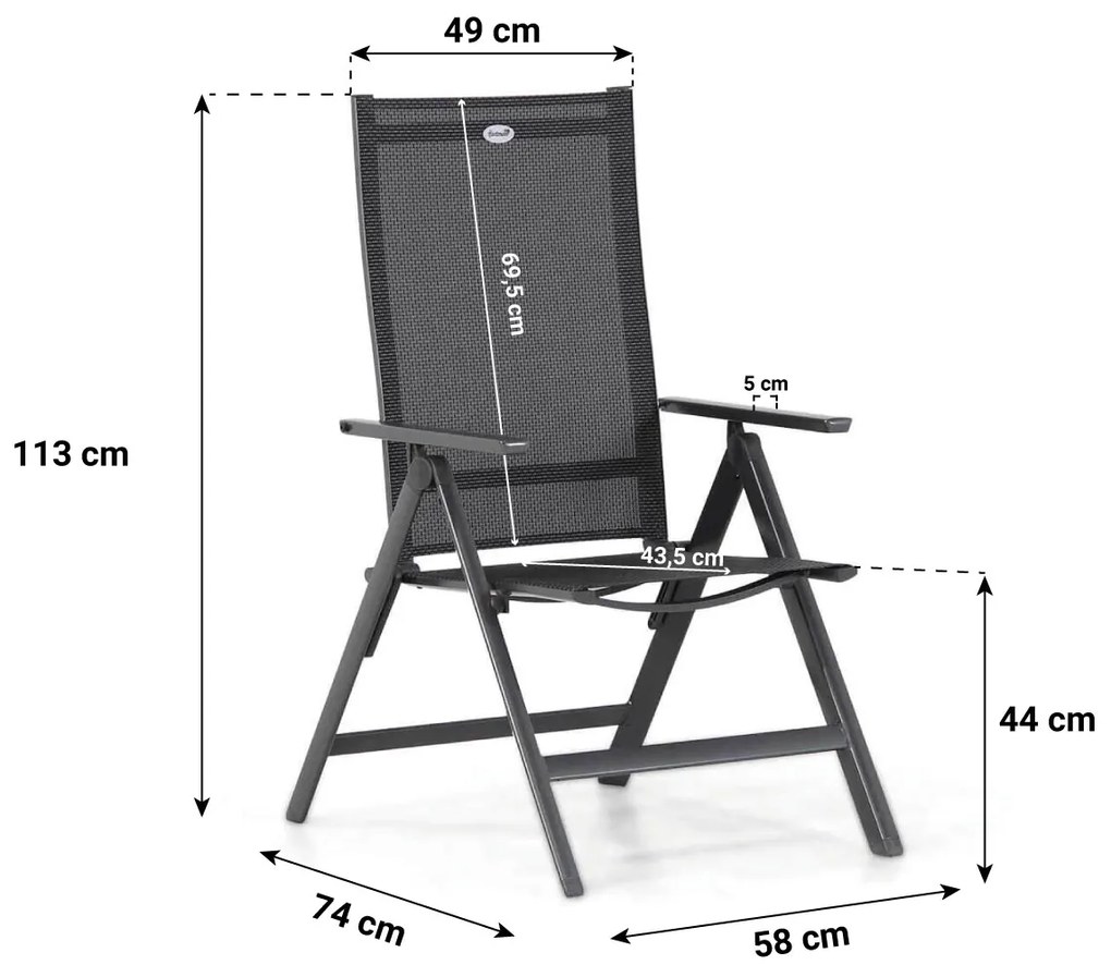 Tuinset 4 personen 180 cm Aluminium/textileen Grijs Hartman Aruba/Pallazo