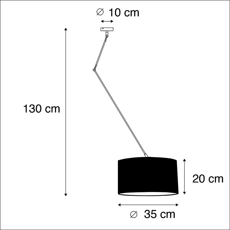 Stoffen Hanglamp zwart met velours kap rood met goud 35 cm - Blitz Klassiek / Antiek E27 cilinder / rond rond Binnenverlichting Lamp