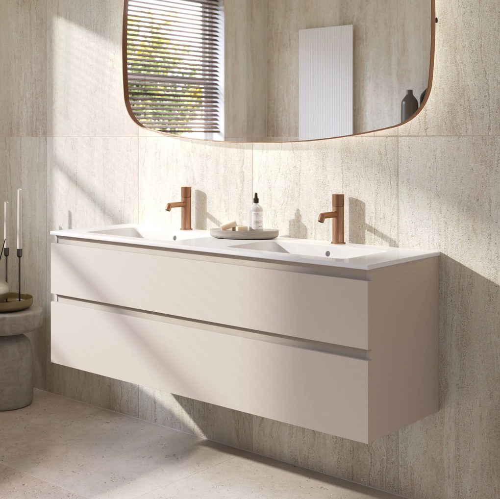 Ben Tendenza badmeubel incl. dubbele keramische wastafel 140x46x62cm zand