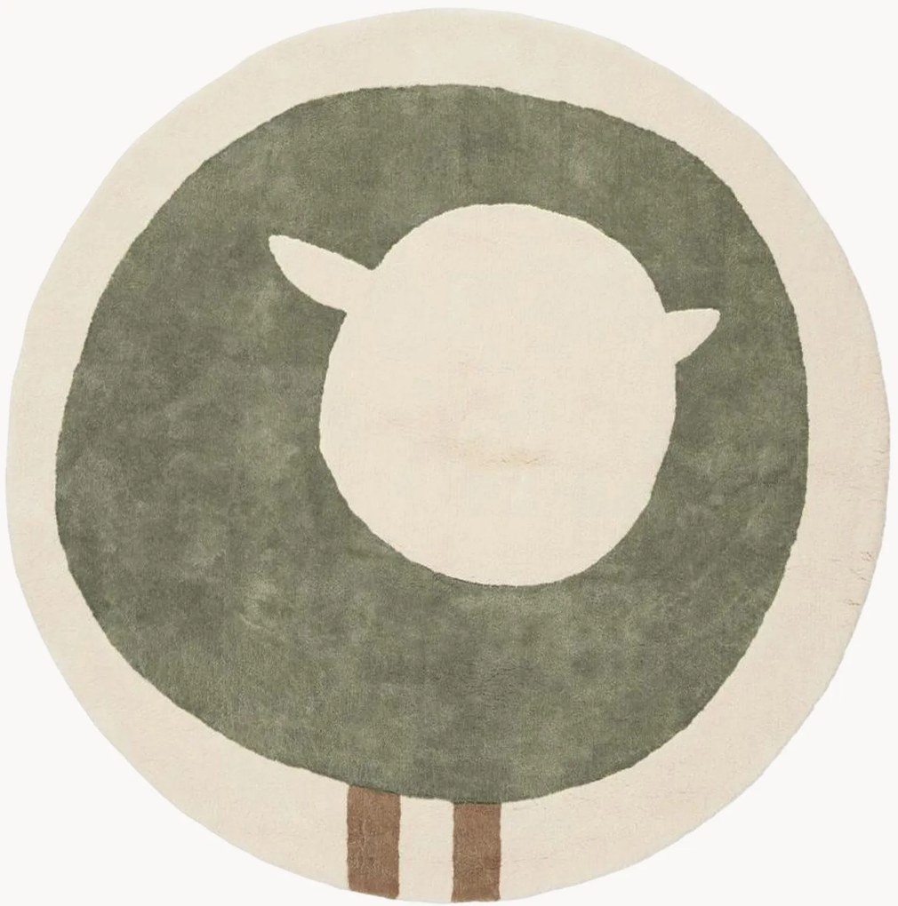 Handgetuft kindervloerkleed Sheep Khaki