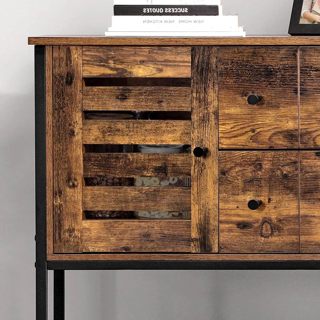 Nancy's Tilburry Opbergkast - Commode Kasten - Industriële Kast - Dressoir - Kast met 6 Lades - 100 x 35 x 84,5 cm (L x B x H)