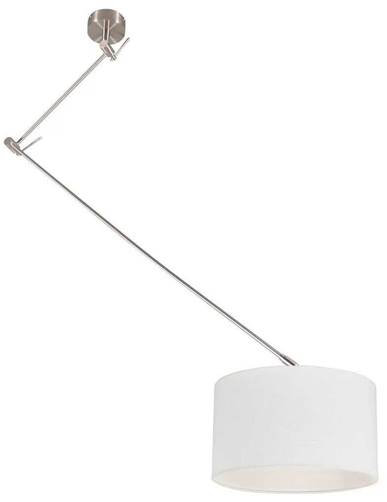 Smart hanglamp staal met kap wit 35 cm incl. Wifi A60 - Blitz
