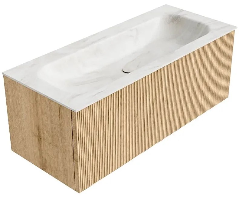 Mondiaz Kurve-dlux 110cm badmeubel oak met 1 lade en wastafel big medium midden 1 kraangat ostra