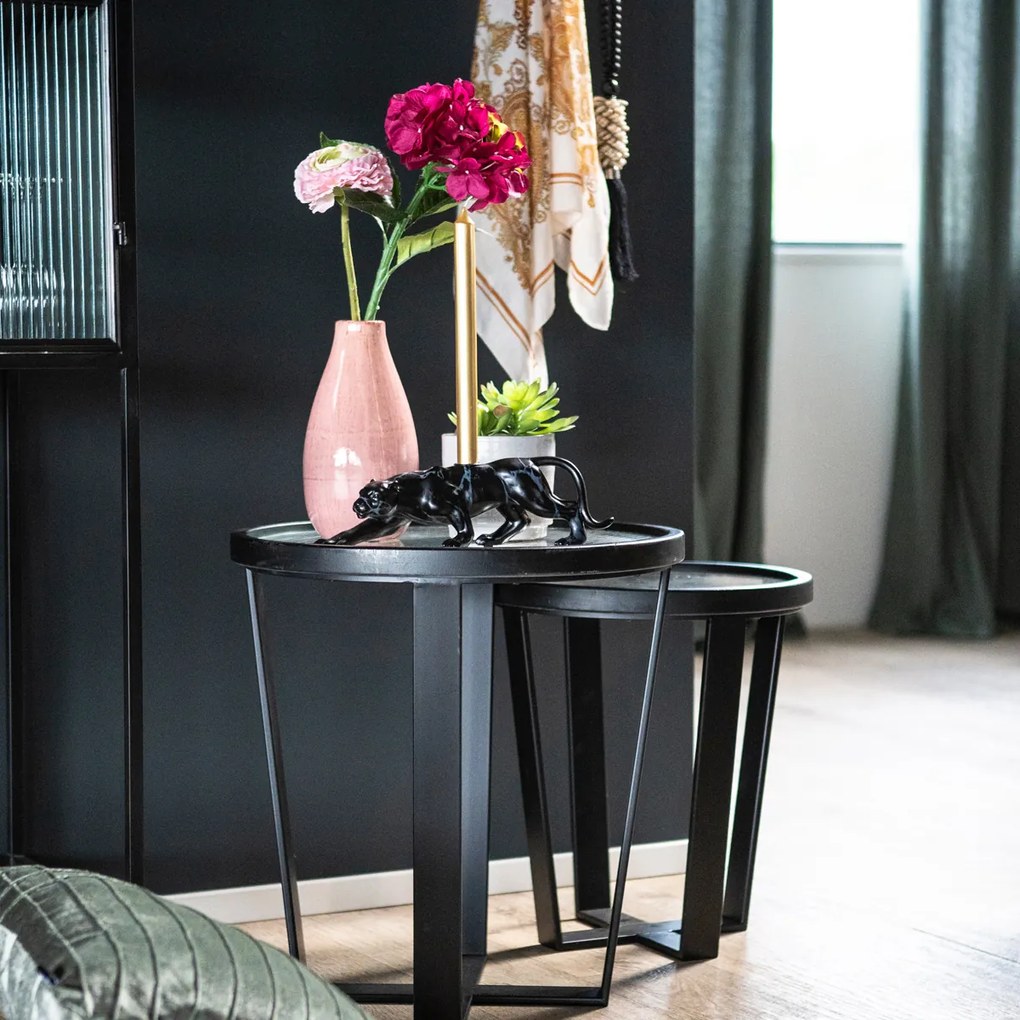 By-Boo Loup Bijzettafels Ribbelglas En Metaal